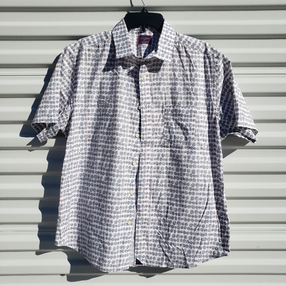 UNTUCKit Wrinkle Free Cotton/ Spandex Blend Short Sleeve Button Down Size L